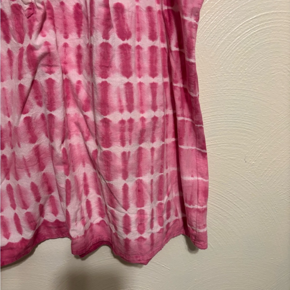 Bandolino Jeans Pink Tie Dye Cotton Peasant Top XXL Boho Short Sleeve - Picture 8 of 9